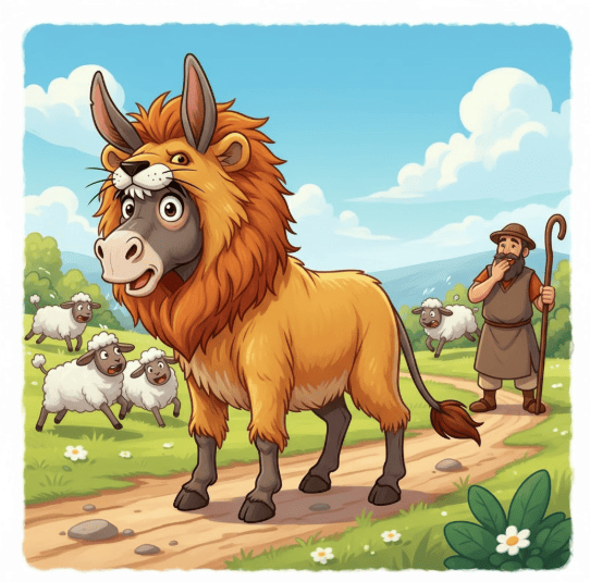 Akbar birbal Stories The Donkey in the Lion’s Skin