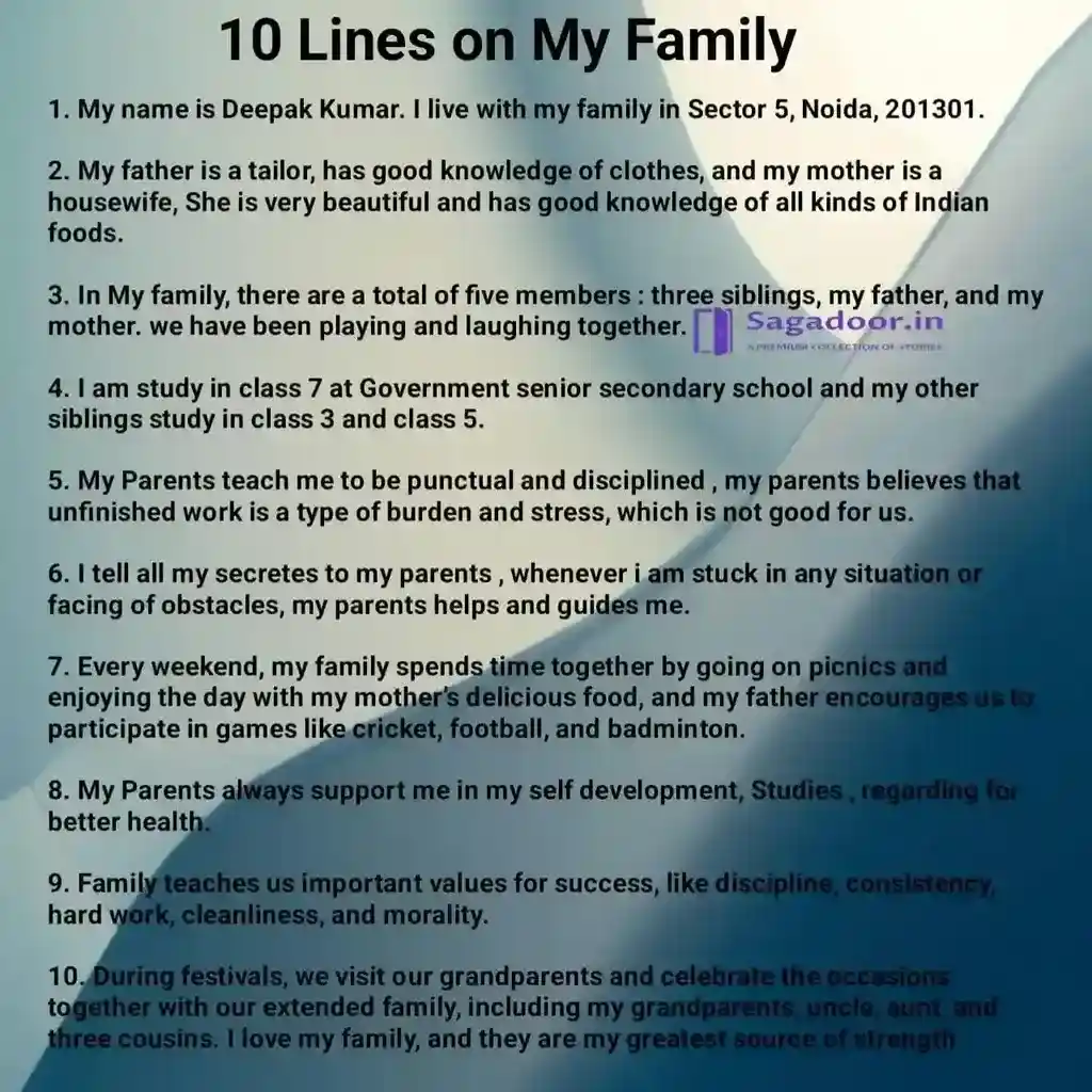 10 lines i love my family essay